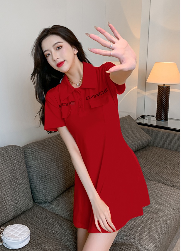 Summer slim pinched waist letters dress for women