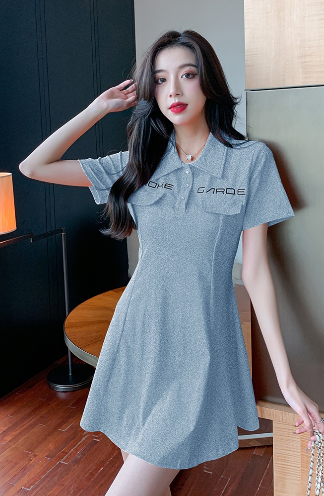 Summer slim pinched waist letters dress for women