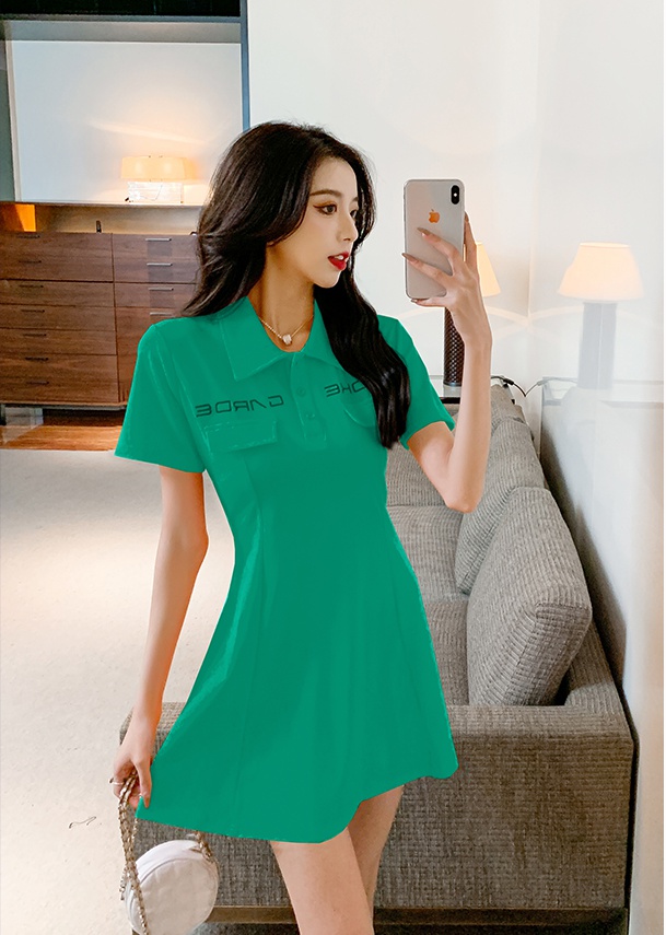 Summer slim pinched waist letters dress for women