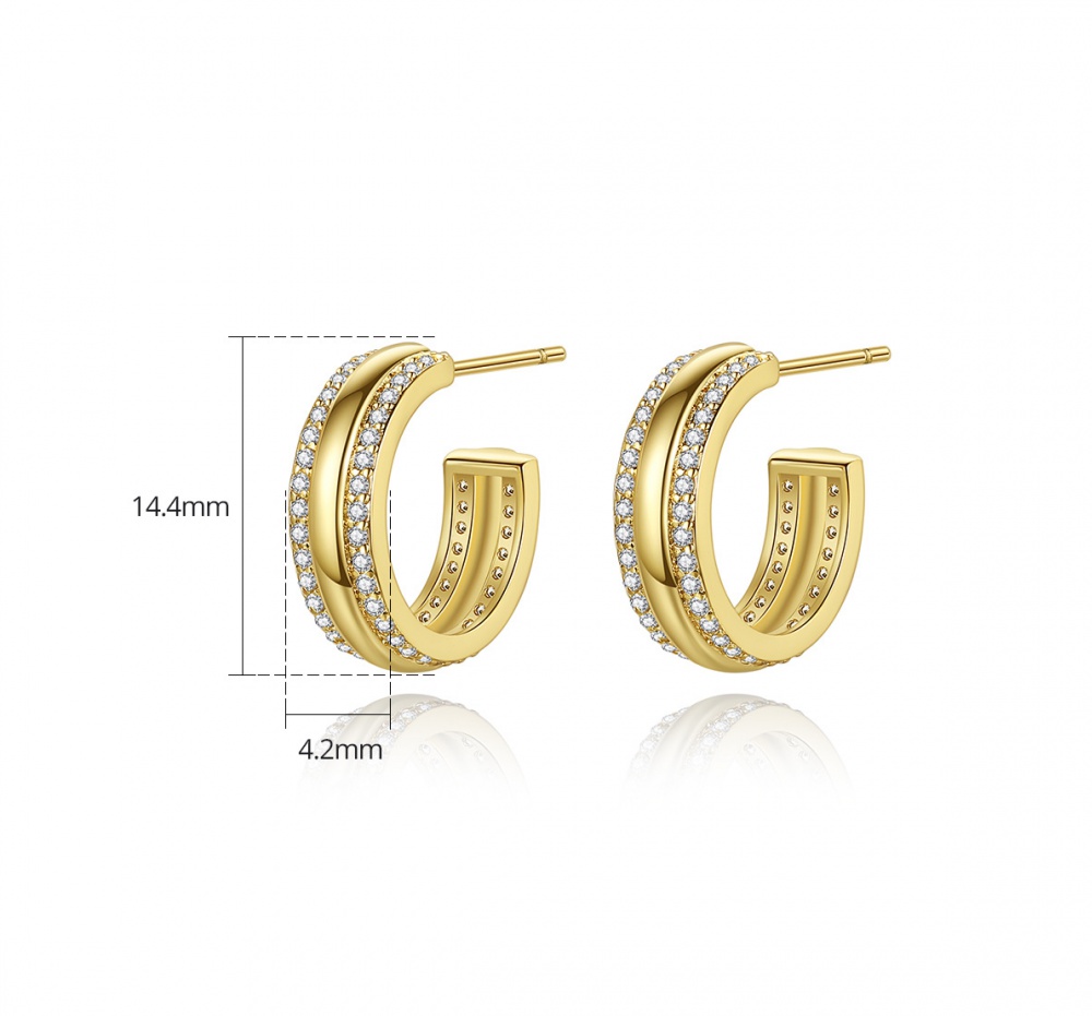 Korean style inlay zircon earrings simple fashion stud earrings
