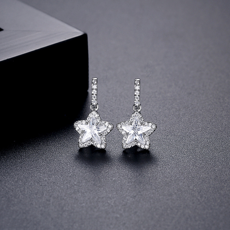 Stars Korean style stud earrings zircon ear-drop