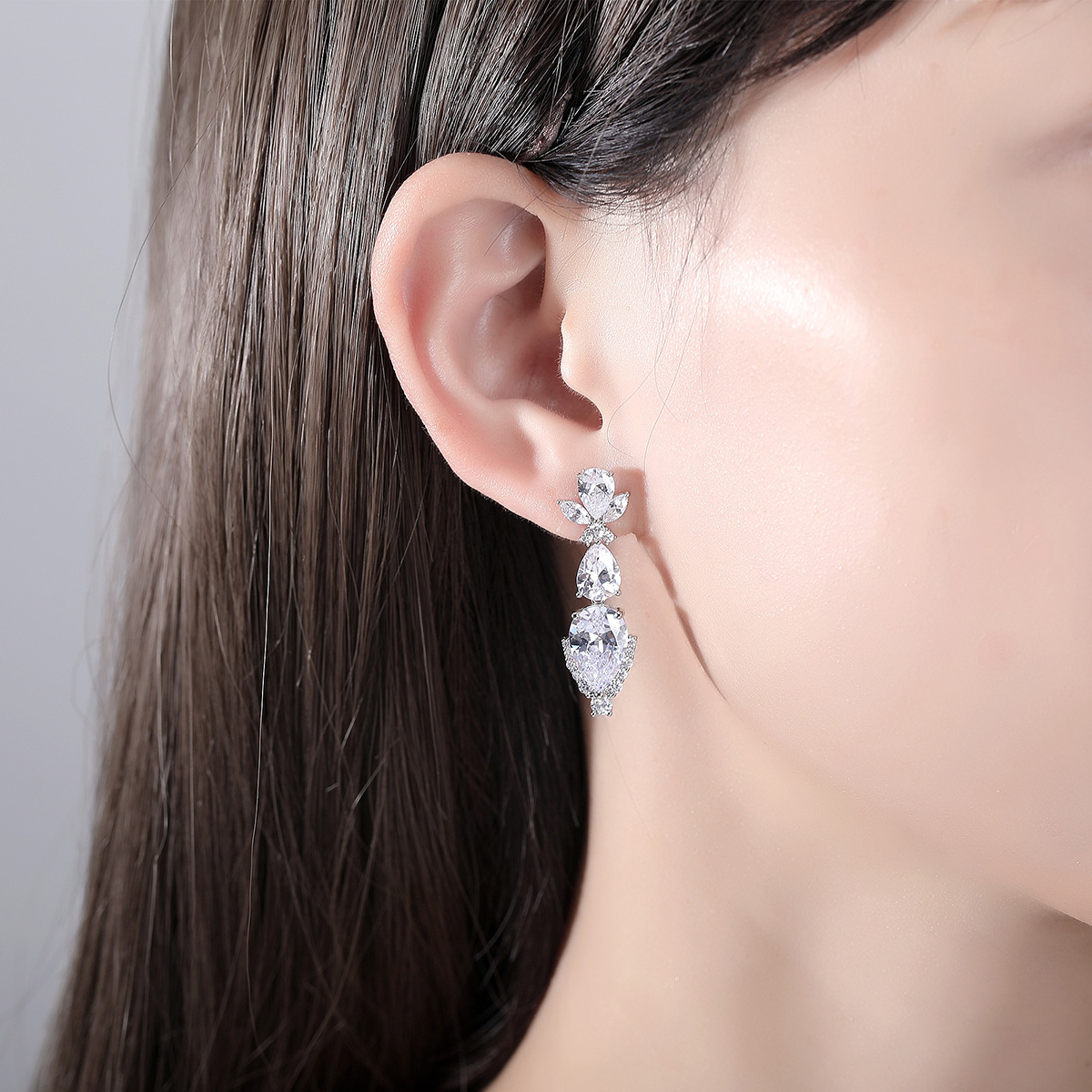 Long earrings inlay zircon stud earrings for women