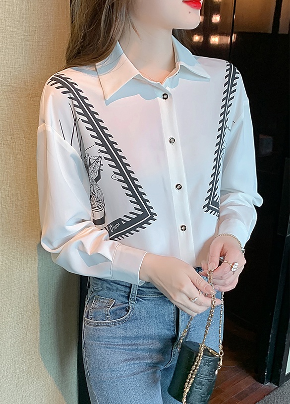 Spring and autumn lapel shirt temperament tops for women