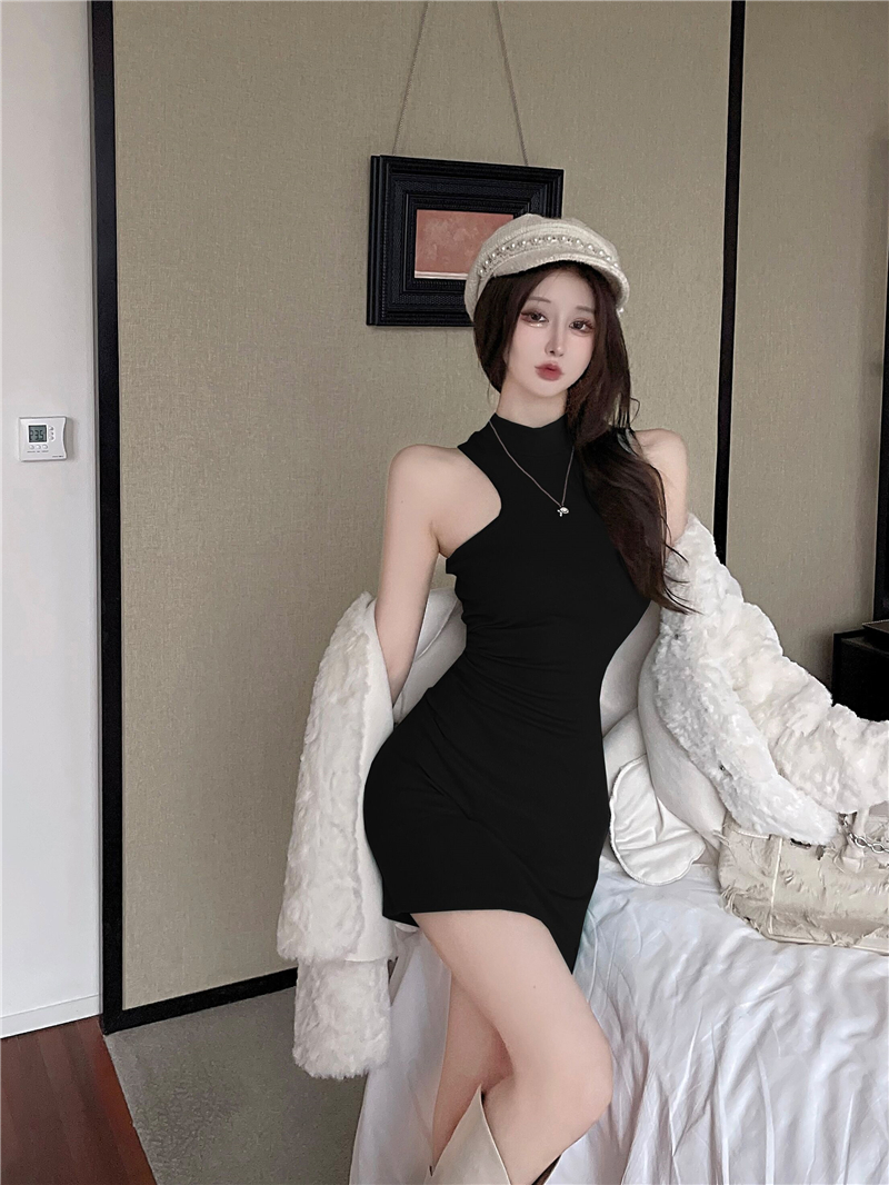 Package hip halter irregular strapless bottoming dress