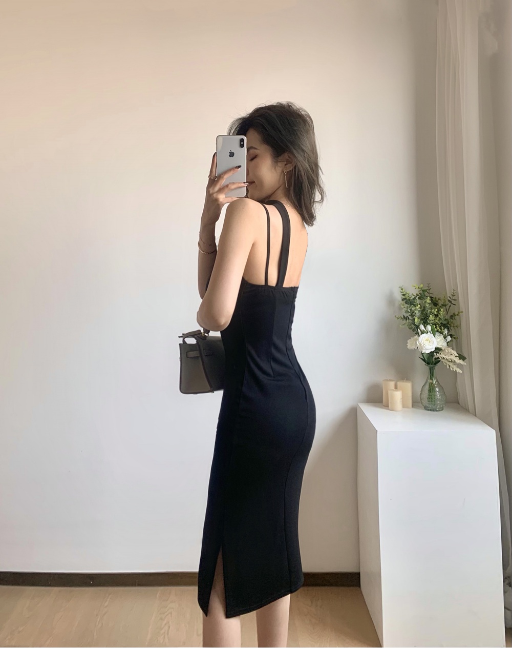 Halter slim formal dress long annual meeting dress