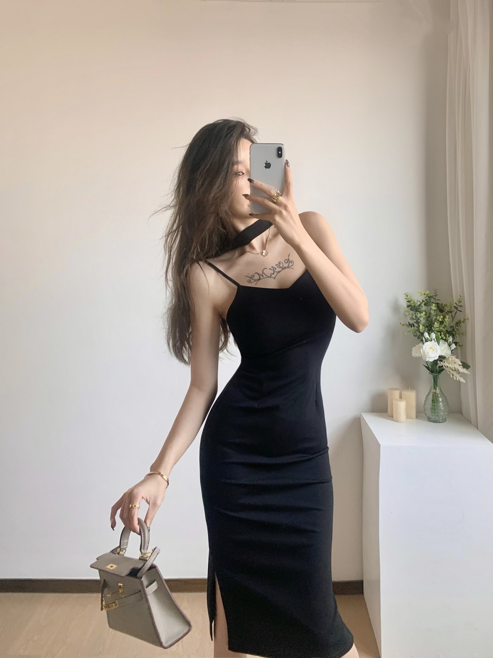 Halter slim formal dress long annual meeting dress