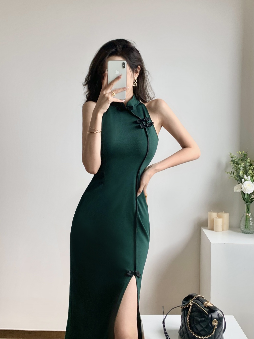 Long Chinese style retro dress slim elegant cheongsam