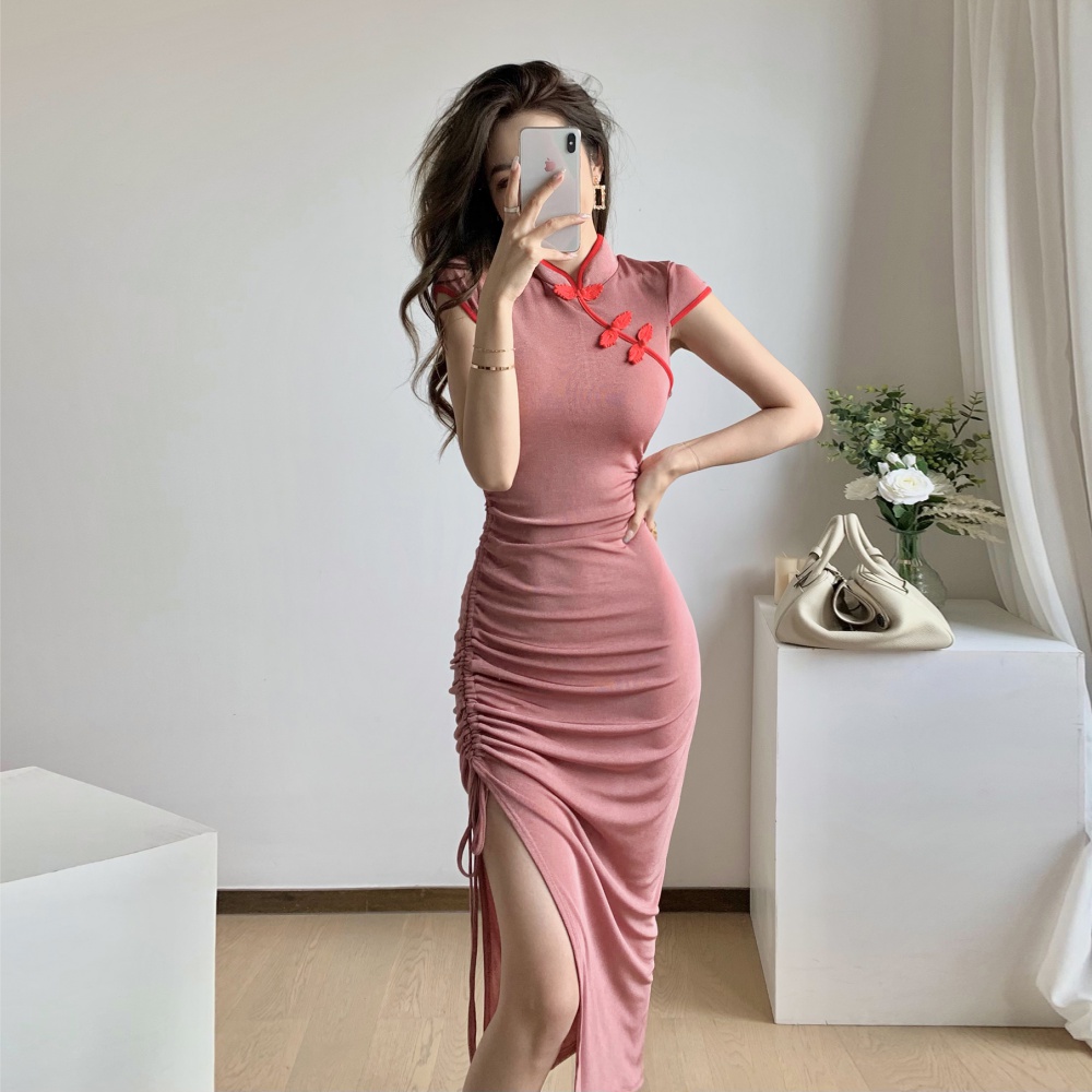 Long elegant summer cheongsam retro annual meeting dress