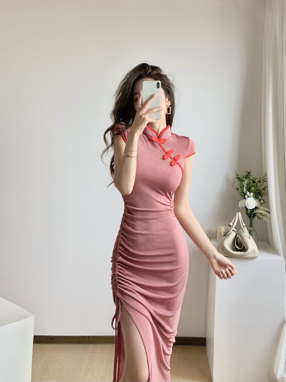 Long elegant summer cheongsam retro annual meeting dress