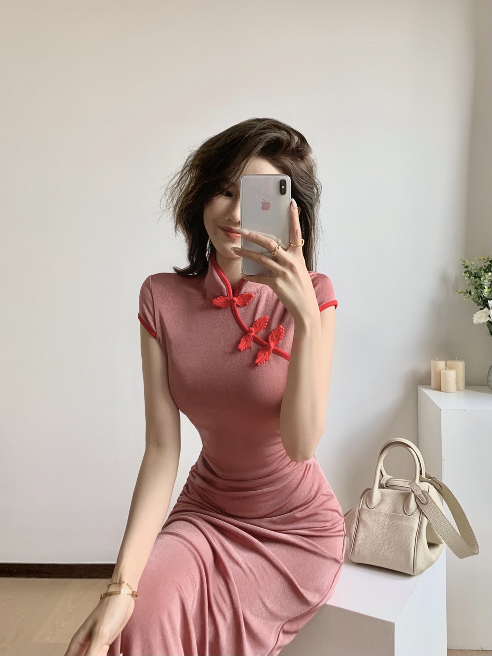 Long elegant summer cheongsam retro annual meeting dress