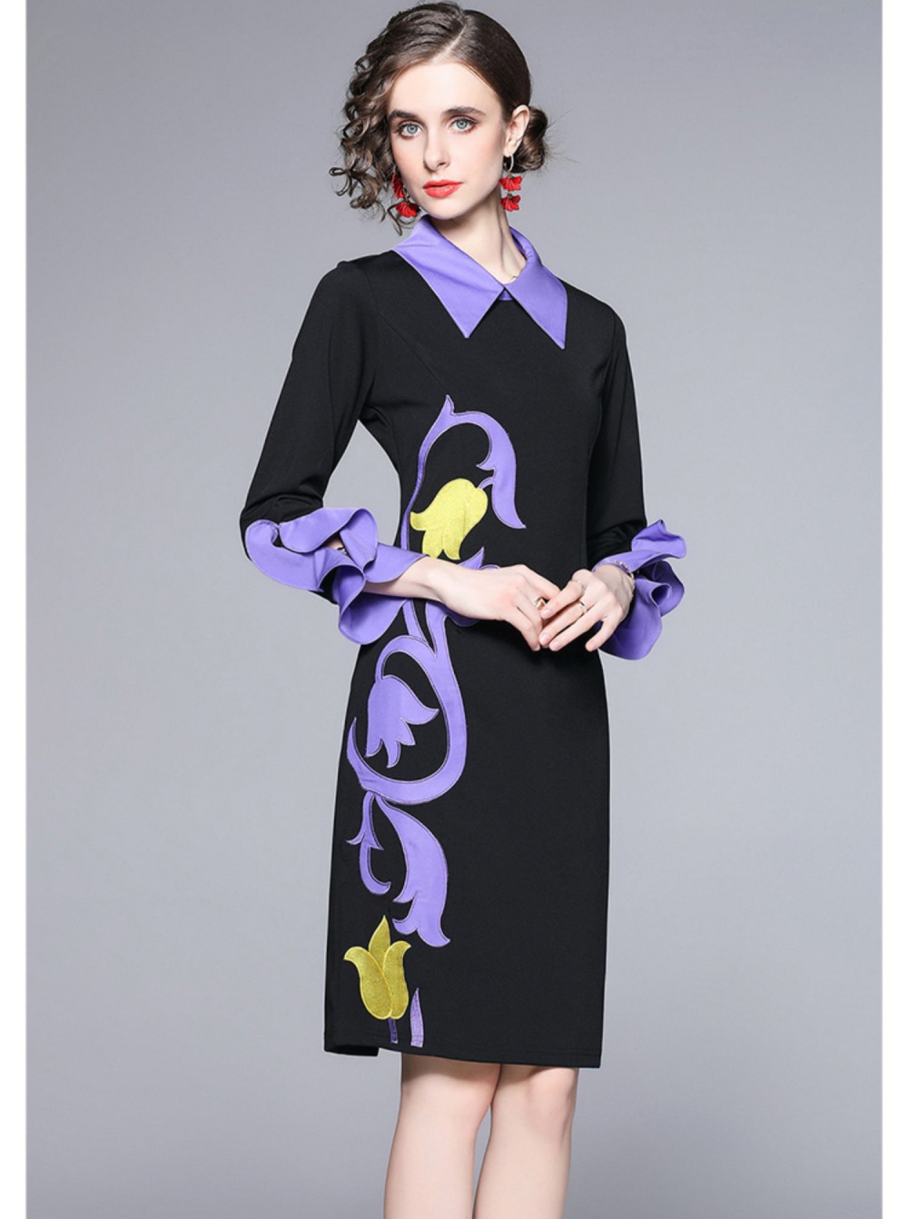 European style embroidered dress fashion long dress