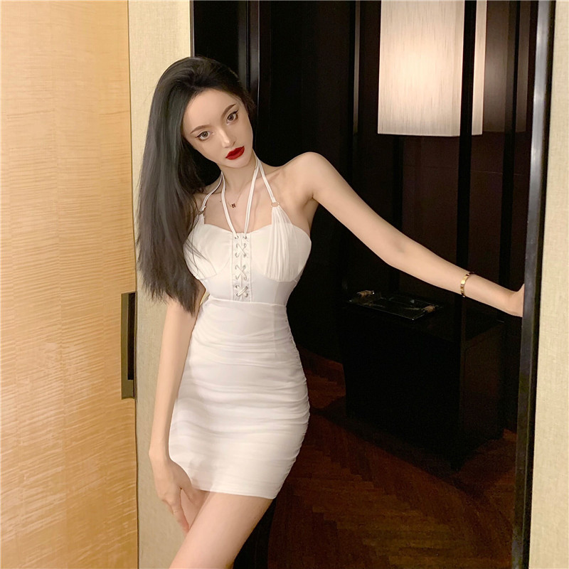Strapless sexy bandage slim sling package hip dress