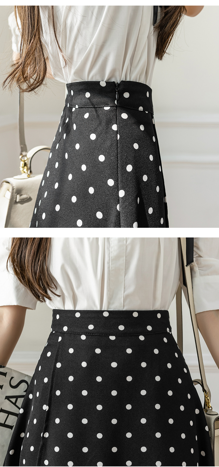 Big skirt irregular long dress polka dot long skirt for women