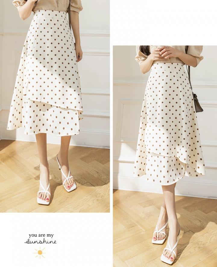 Big skirt irregular long dress polka dot long skirt for women