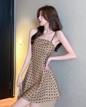 Bow temperament wrapped chest sling dress