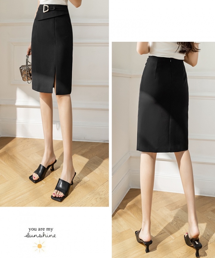 Split commuting short skirt straight black work clothing