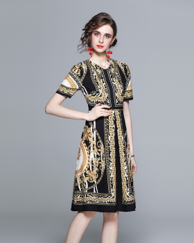 Printing fashion European style short sleeve dress