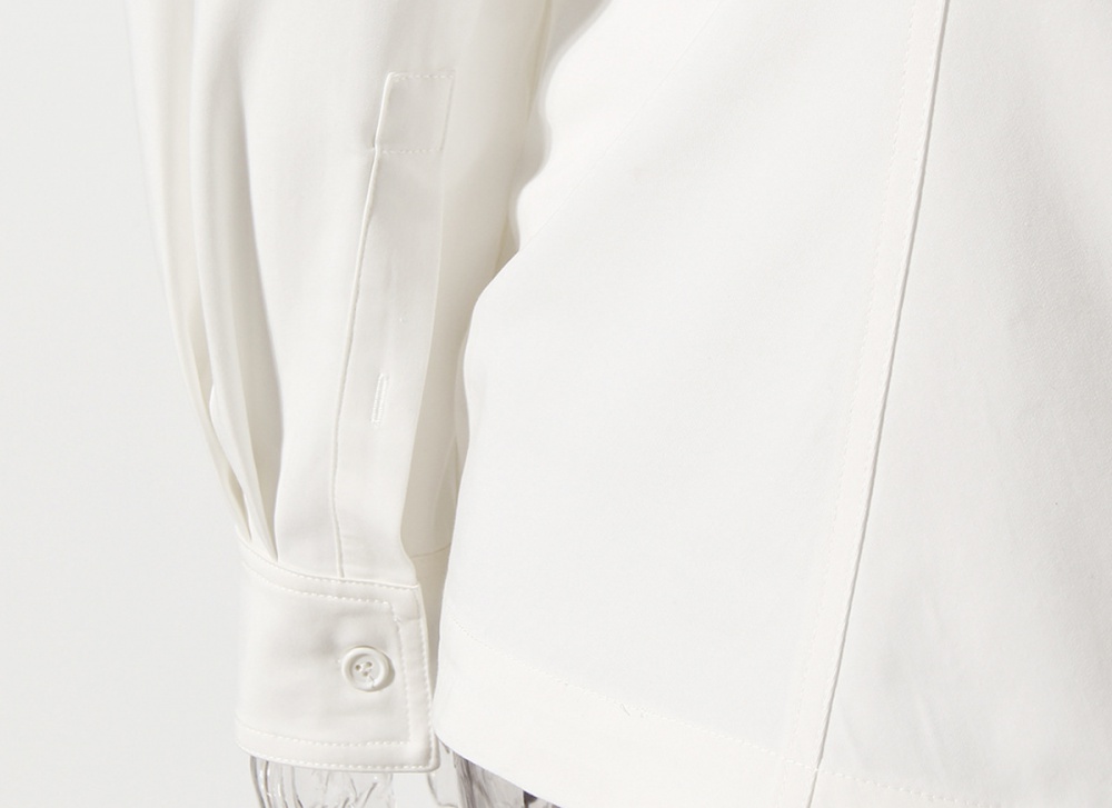 Personality drawstring tops white slim shirt for women