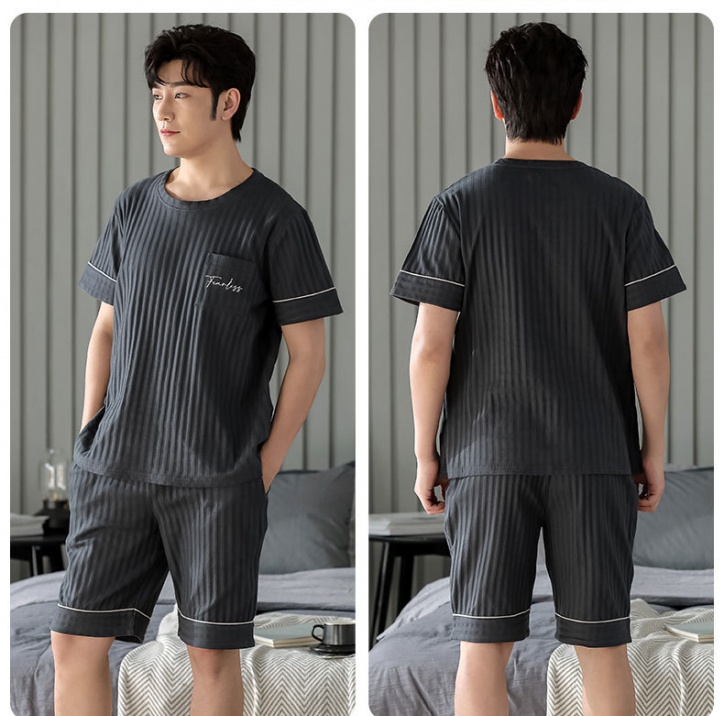 Homewear short sleeve simple summer pure pajamas for men