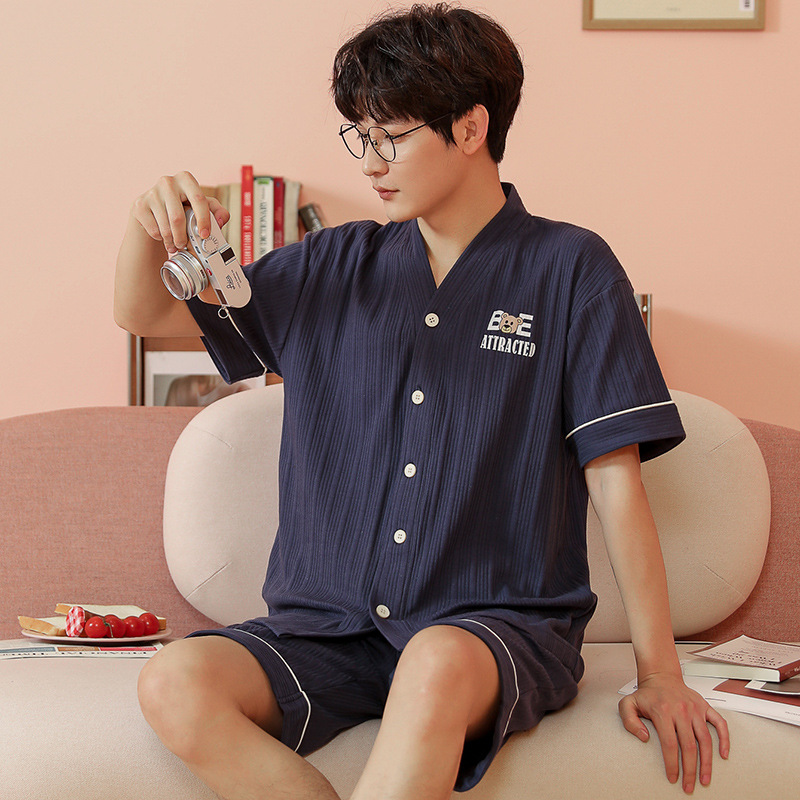 Short sleeve pajamas homewear cardigan for men