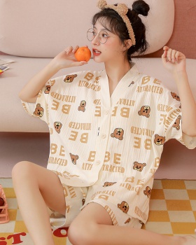 Pure cotton V-neck pajamas summer homewear cardigan