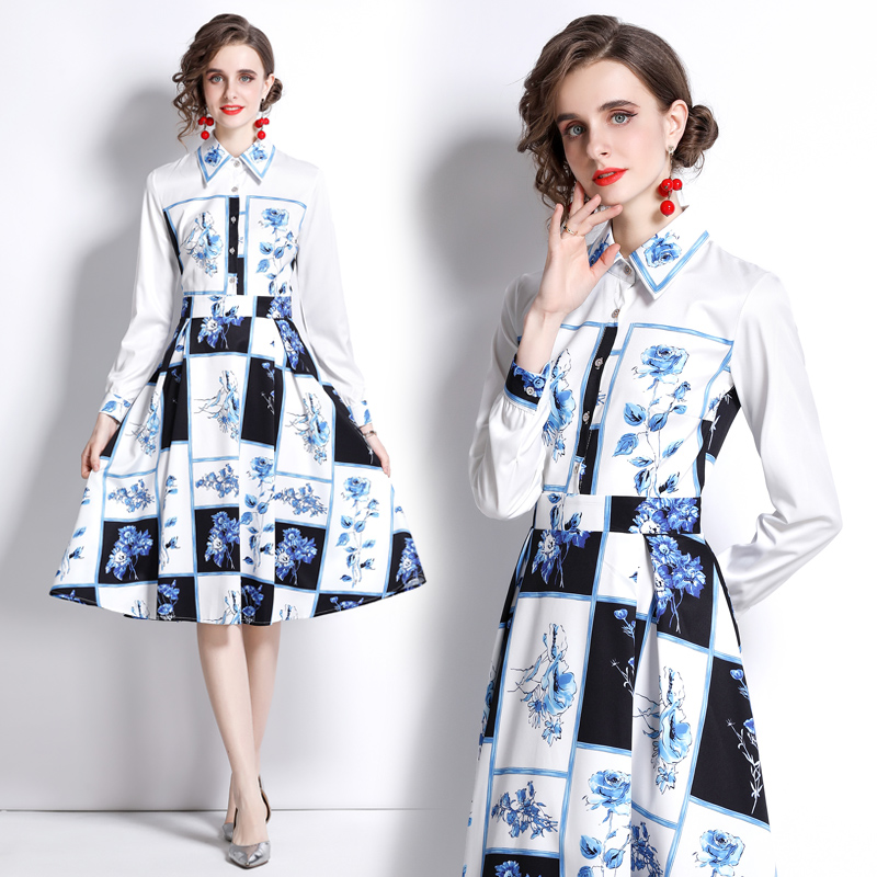 Printing pullover spring dress