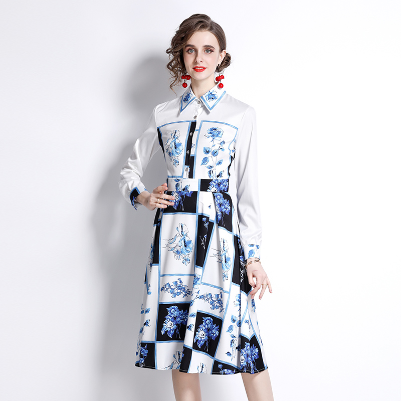 Printing pullover spring dress