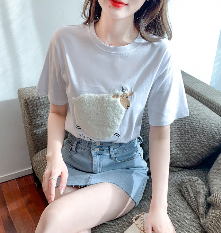 Summer pure cotton loose short sleeve T-shirt for women