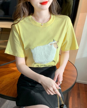 Summer pure cotton loose short sleeve T-shirt for women