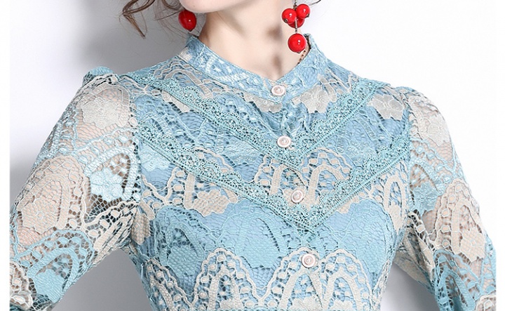 Autumn medium waist embroidery pullover lace dress