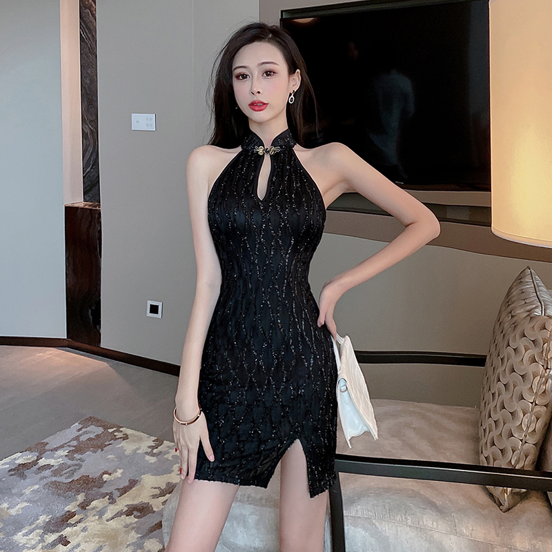 Slim liangsi sexy dress nightclub split cheongsam for women