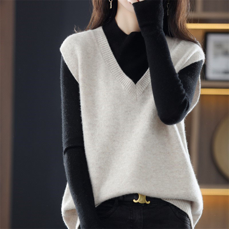 Autumn and winter waistcoat knitted vest for women