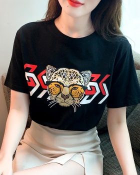 Short sleeve printing T-shirt tiger tops for women