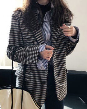 Retro Korean style business suit Casual plaid coat for women