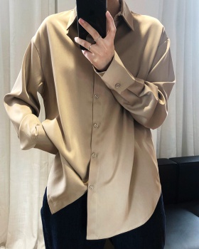 Spring and autumn satin tops pure chiffon shirt for women