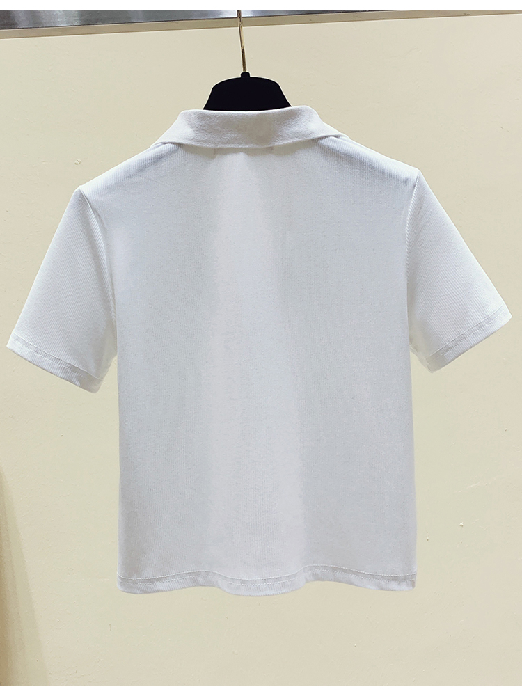 Short sleeve fashion T-shirt V-neck tops for women