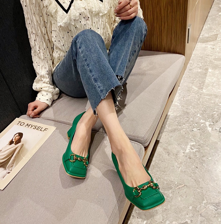 Middle-heel low shoes hasp thick high-heeled shoes for women