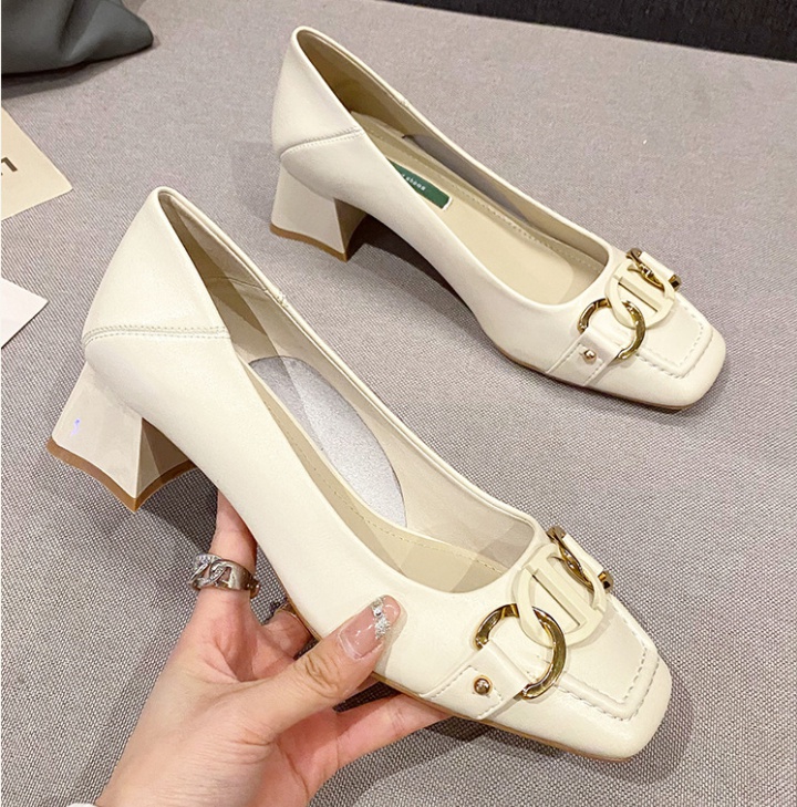 Metal buckles middle-heel Korean style shoes for women