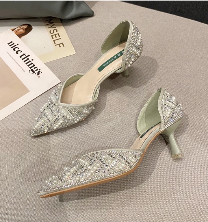 Rhinestone high-heeled shoes pointed shoes for women