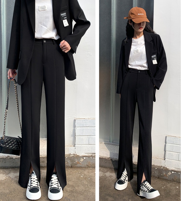Slim split wide leg pants Casual drape business suit