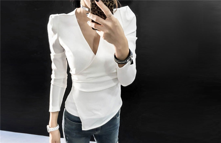 All-match simple Western style shirt slim temperament tops