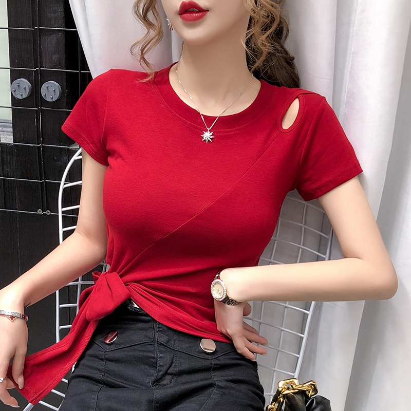 Bandage tops short sleeve T-shirt for women