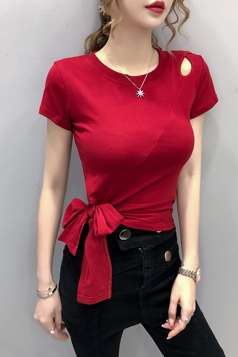 Bandage tops short sleeve T-shirt for women