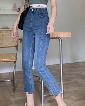 Split spring and summer pants straight pants jeans for women