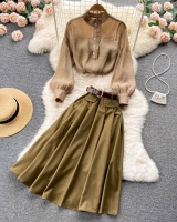 Spring slim shirt temperament fashion skirt 2pcs set