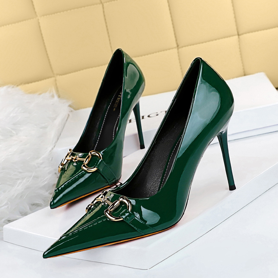 Fashion fine-root low slim pointed high-heeled shoes