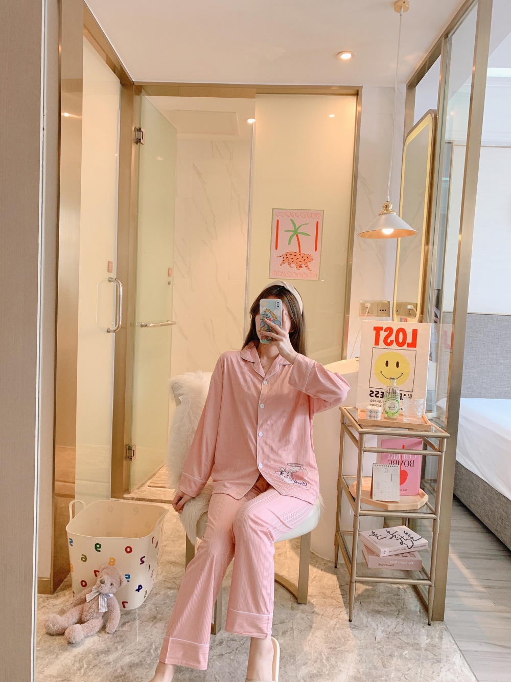 Homewear cardigan Casual pajamas 2pcs set for women