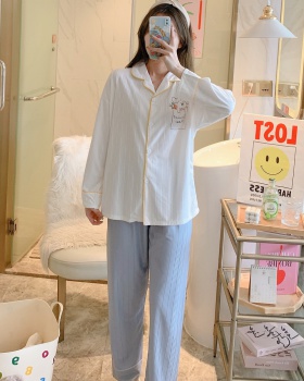 Milk silk cardigan long sleeve pajamas 2pcs set for women