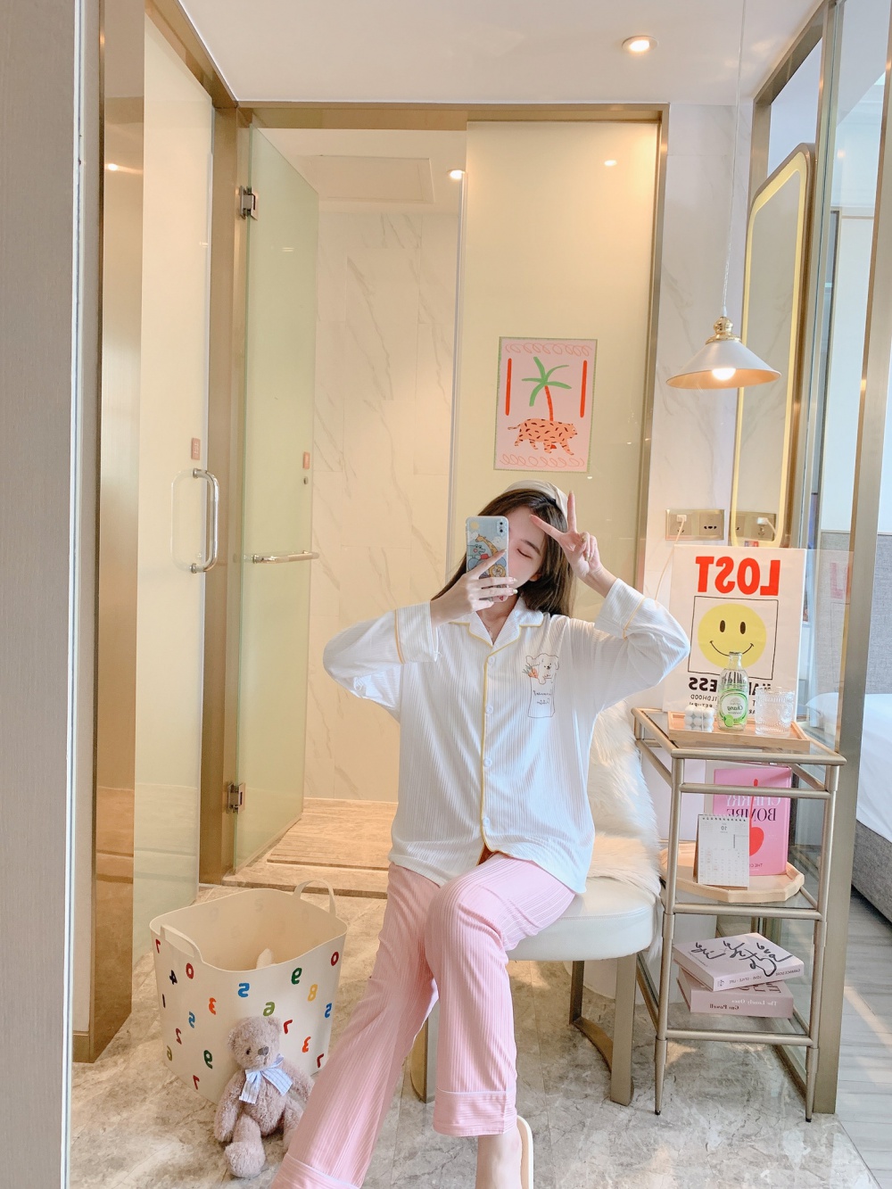 Homewear cardigan pajamas 2pcs set for women