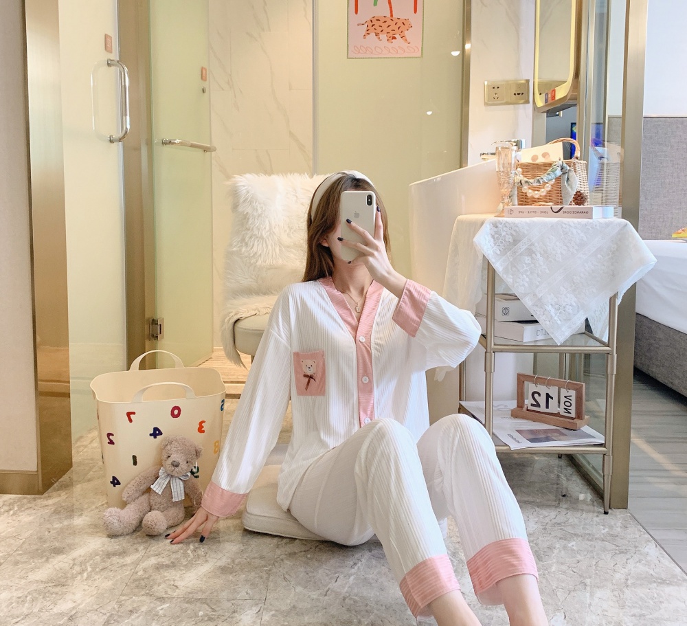 Sweet pajamas spring and autumn cardigan a set for women